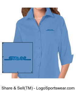 Logo Ladies 3/4 Sleeve Button Down Shirt - Lt. Blue Design Zoom
